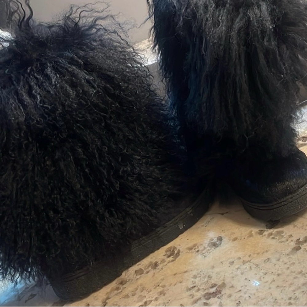 Furry Black Boots